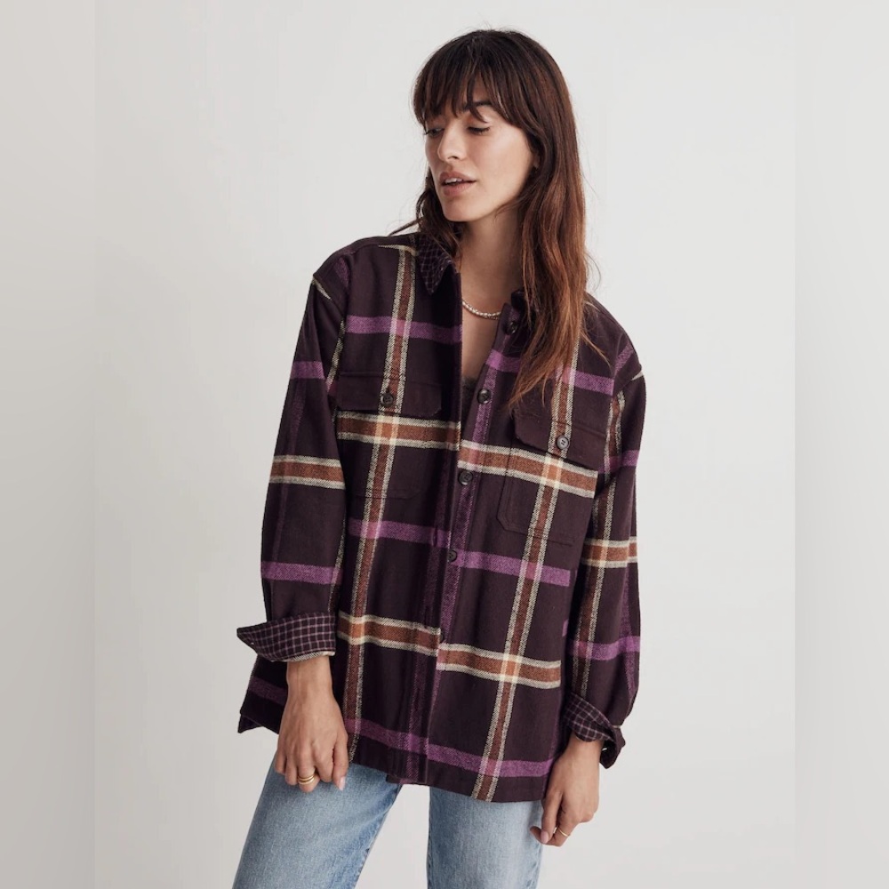 Madewell Rigby Shirt-Jacket in Plaid - purple - medium